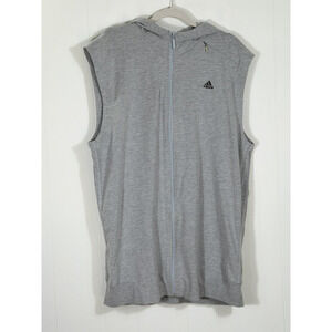 Adidas Mens Full Zip Hoodie Vest Size XL Gray Zip Pocket Y2K Athleisure Gymwear